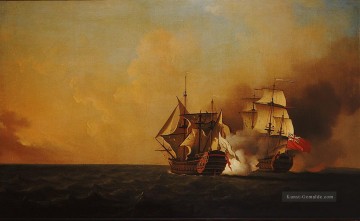 Kriegsschiff Seeschlacht Werke - Samuel Scott Aktion zwischen Nottingham und Mars 1746 Seeschlacht